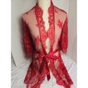 AvidLove Lace Sheer Open Front Babydoll Sexy Negligee Lingerie | Red, Small